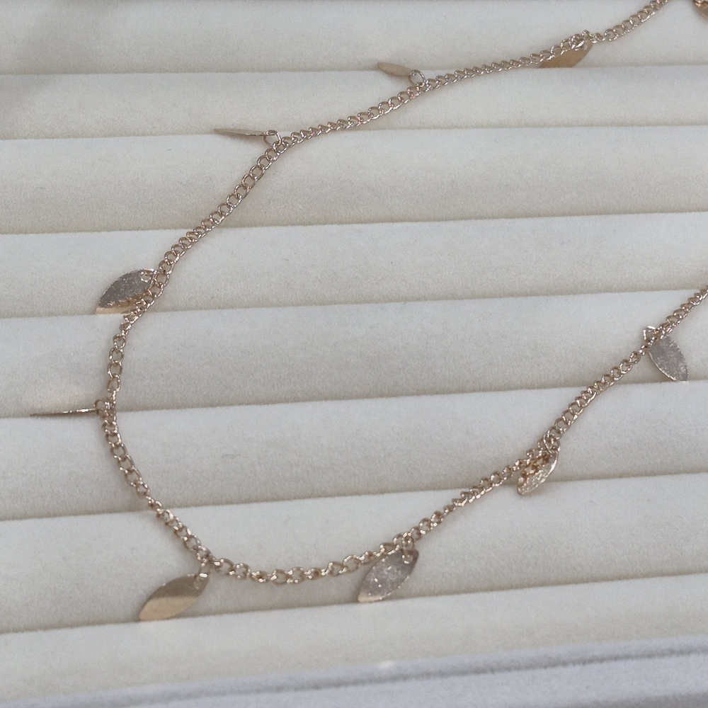 Champagne Rose Gold Leaf Necklace